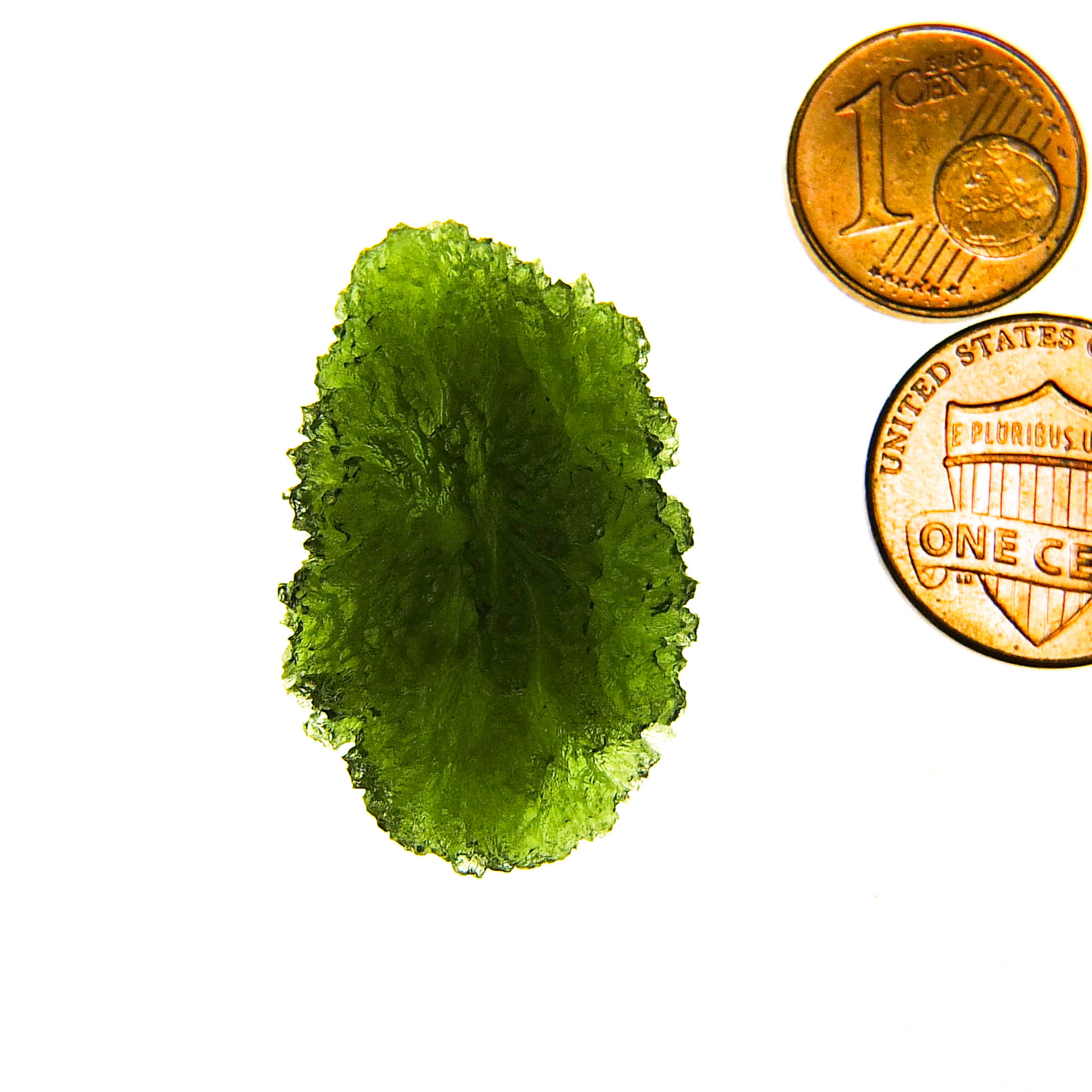 Moldavite - Drop - natural lower fragment (belly) shape - quality A+