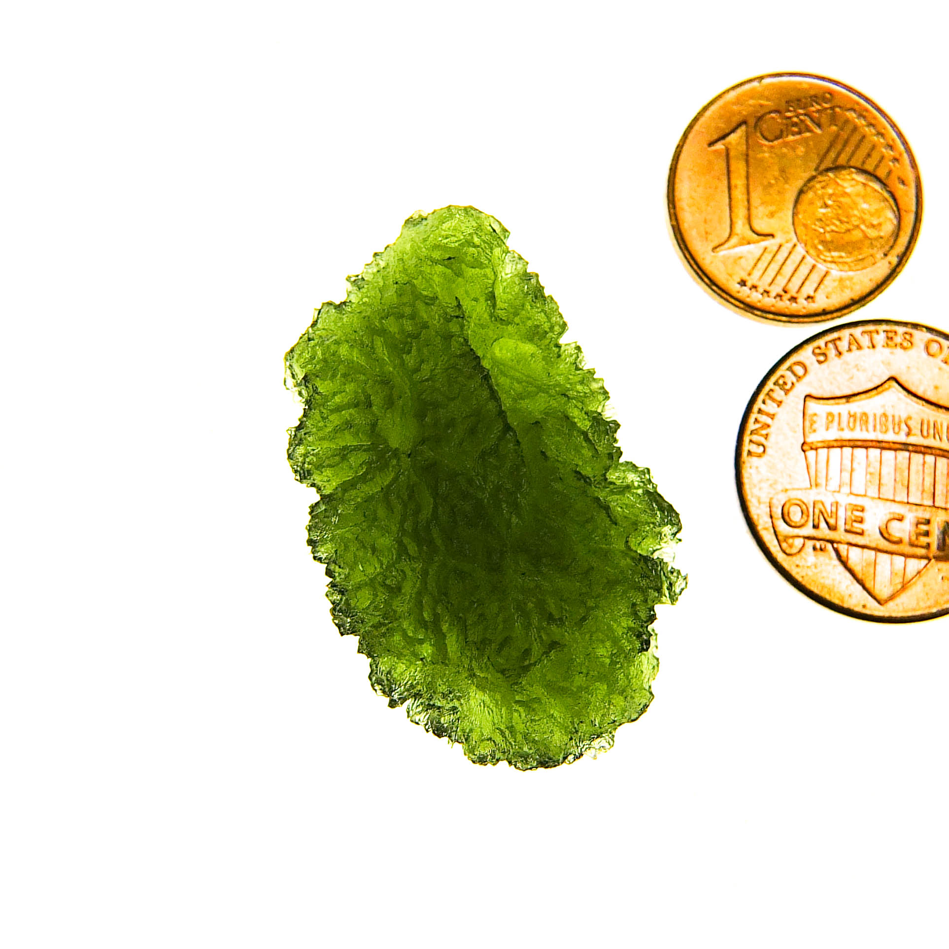 Moldavite - Drop - natural lower fragment (belly) shape - quality A+