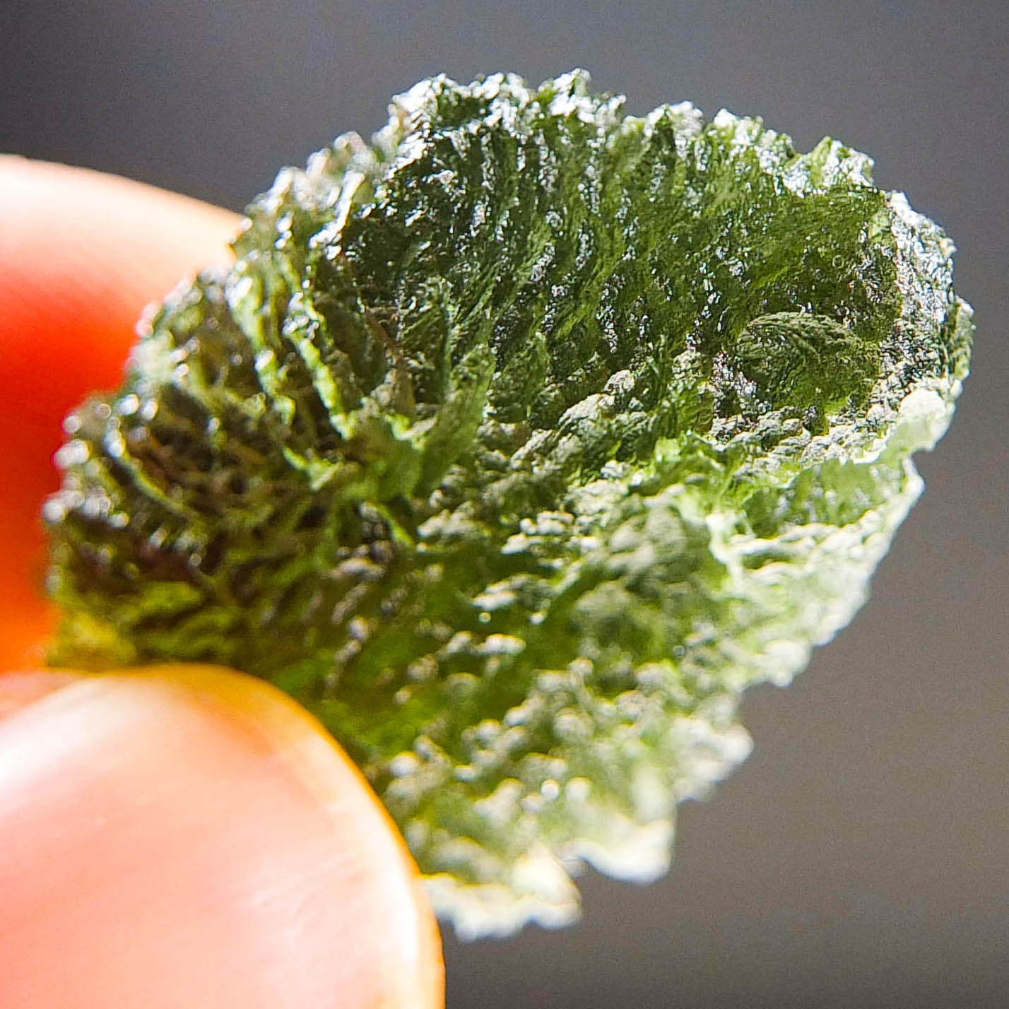 Moldavite - Drop - natural lower fragment (belly) shape - quality A+