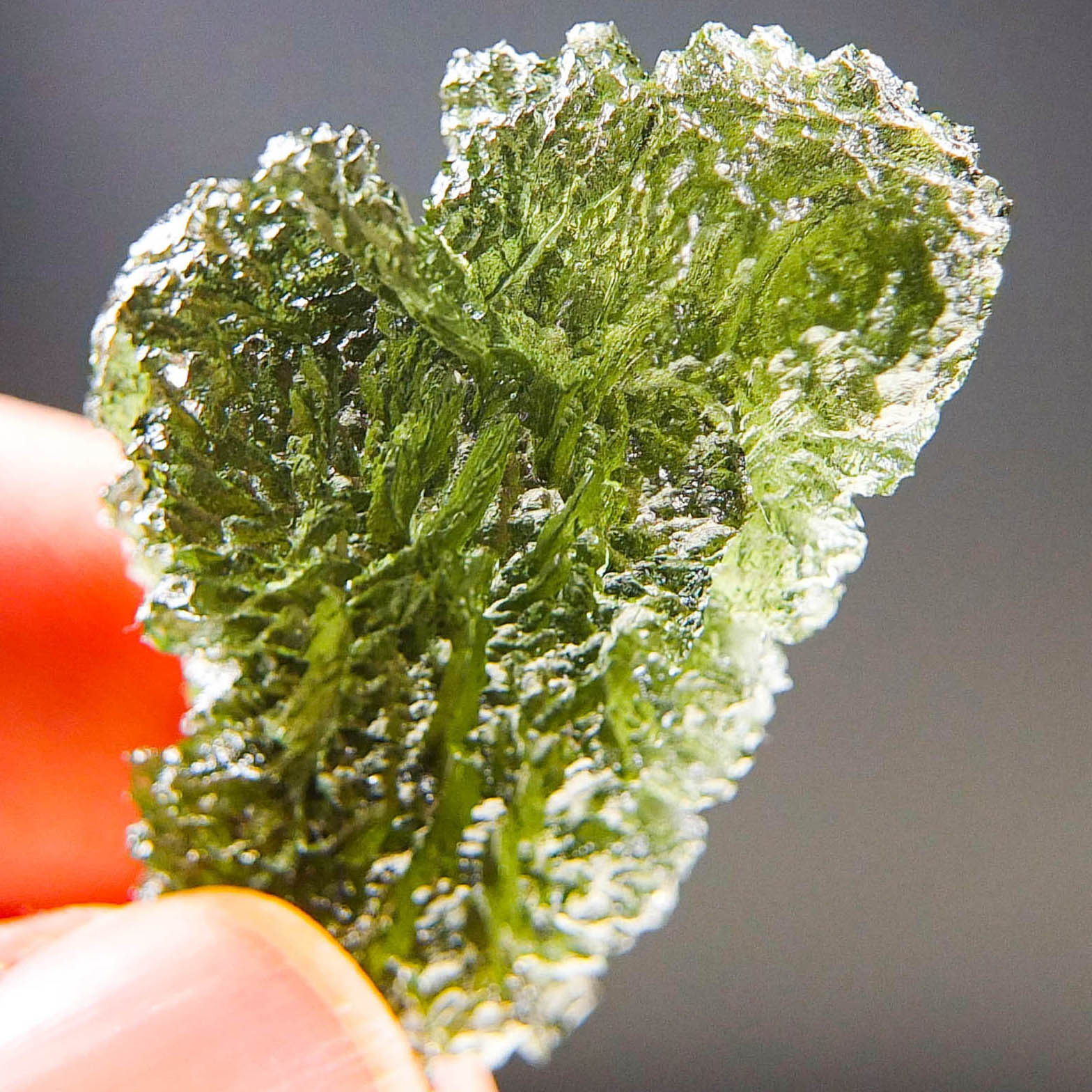 Excellent Moldavite - Drop - natural upper fragment shape - Shiny