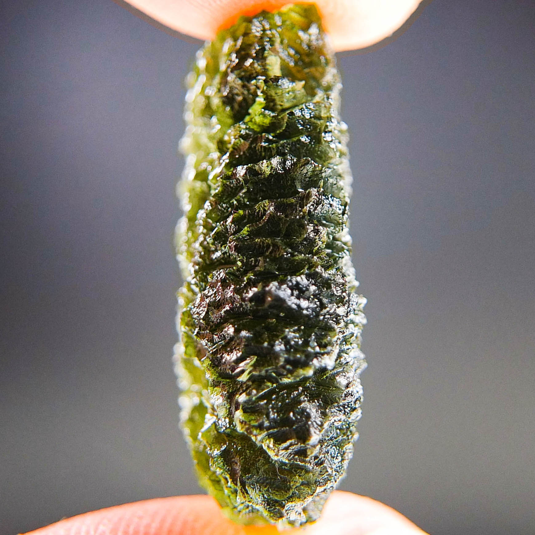 Moldavite - Drop - natural lower fragment (belly) shape - quality A+/++