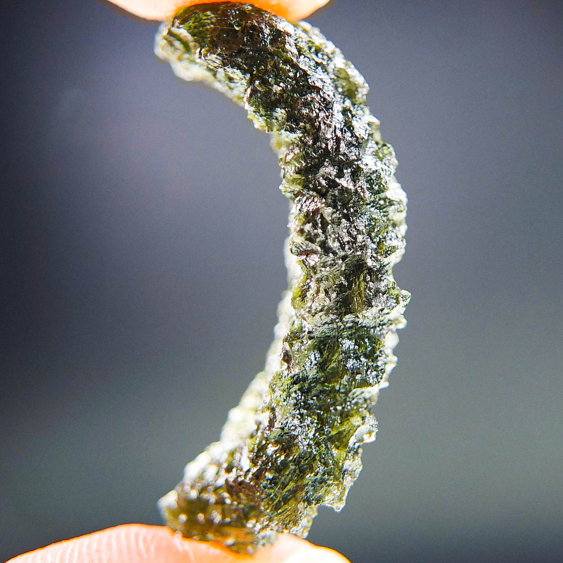 Moldavite - Hedgehog from Besednice - Uncommon shape