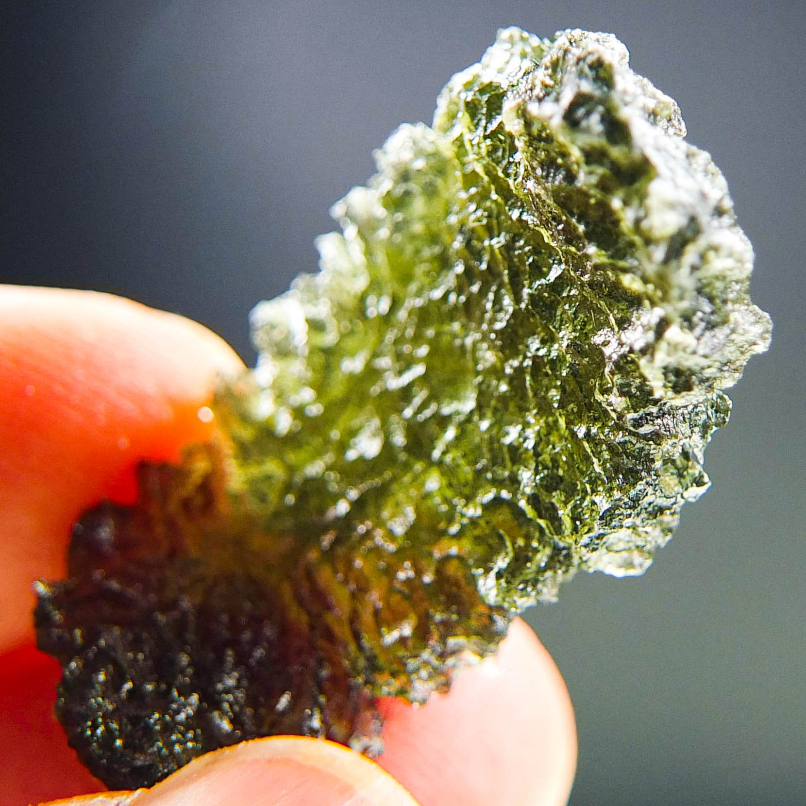 Moldavite - Hedgehog from Besednice - Uncommon shape