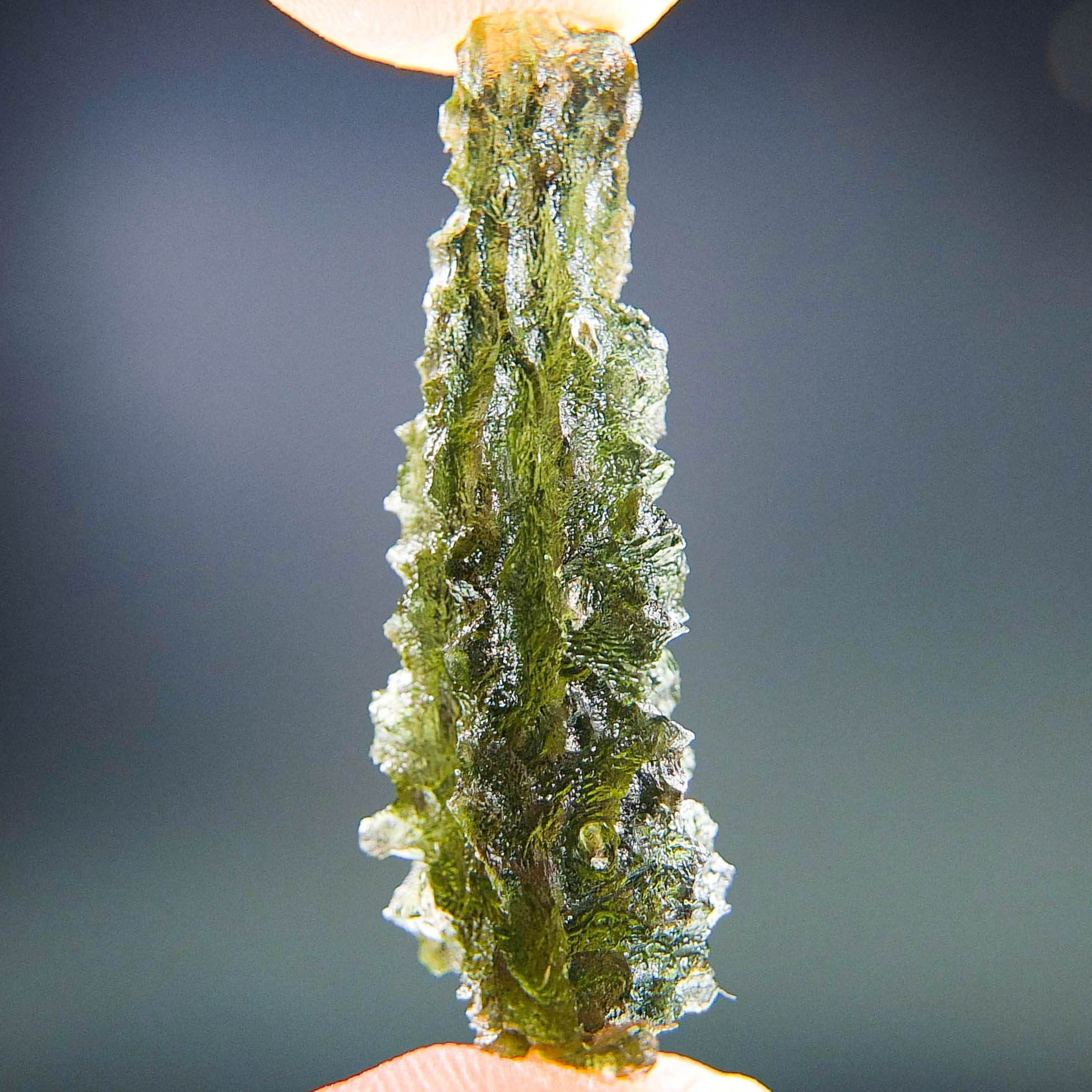 Investment Moldavite - Hedgehog from Besednice - Drop shape