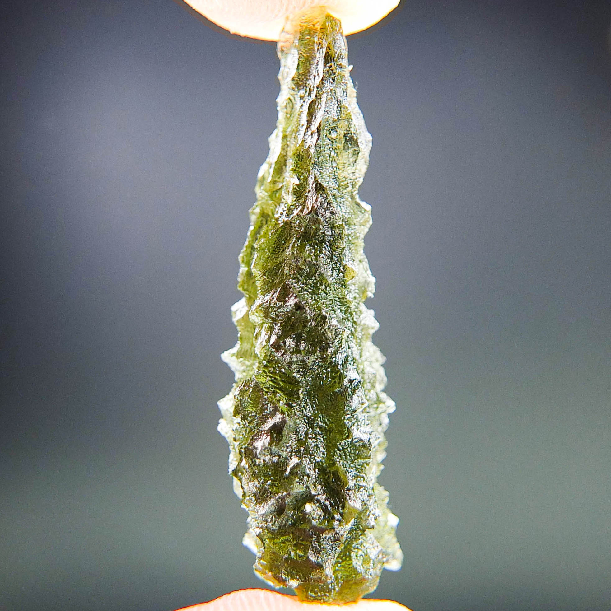 Investment Moldavite - Hedgehog from Besednice - Drop shape