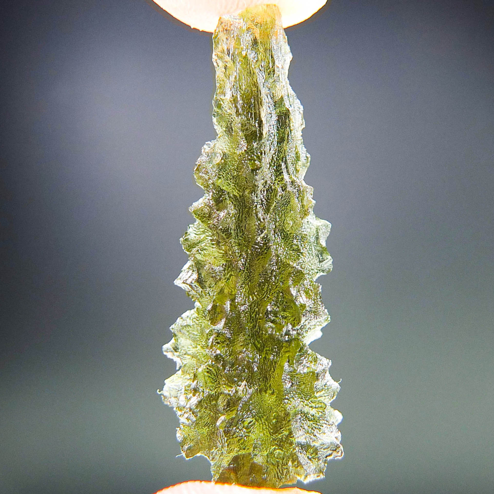 Investment Moldavite - Hedgehog from Besednice - Drop shape