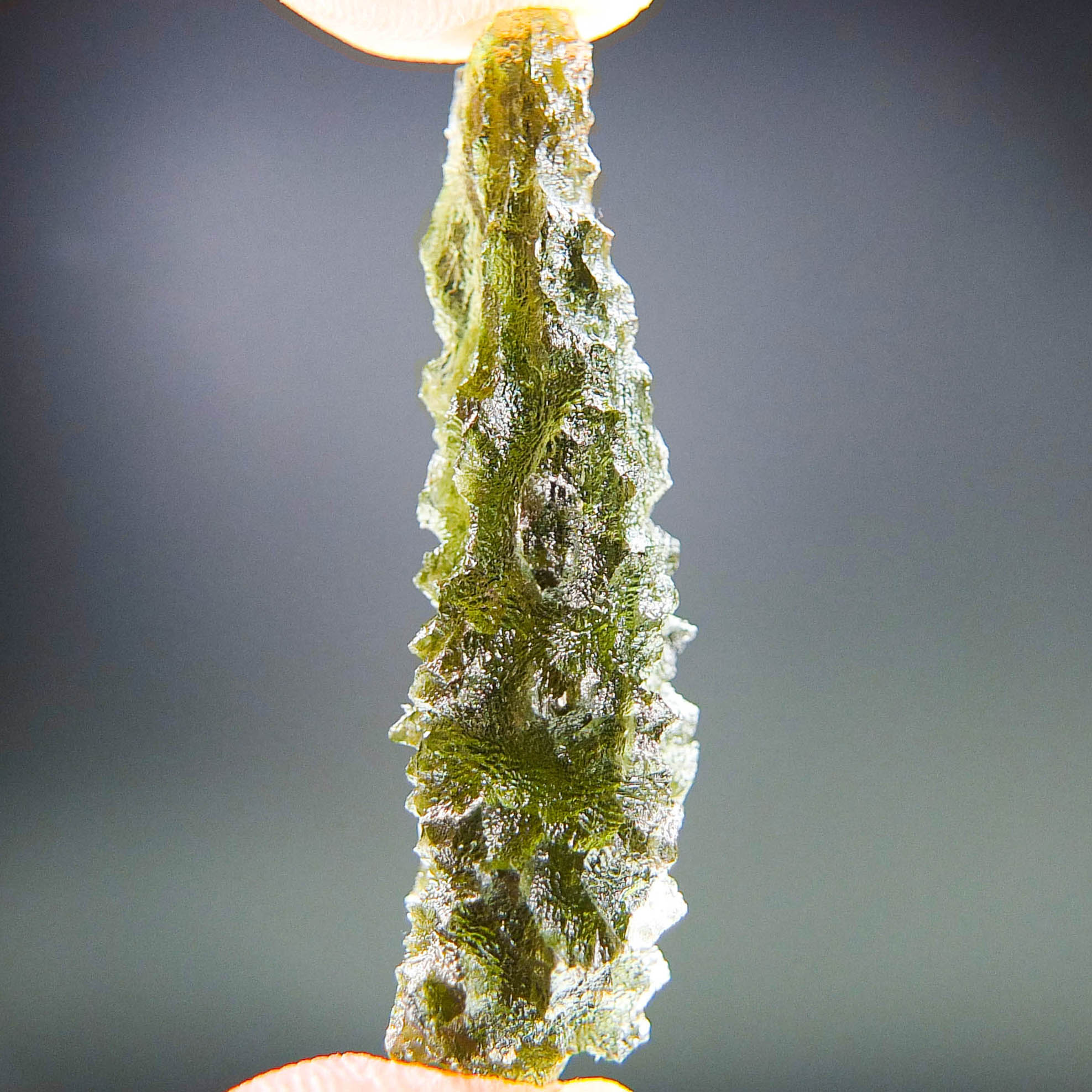 Investment Moldavite - Hedgehog from Besednice - Drop shape
