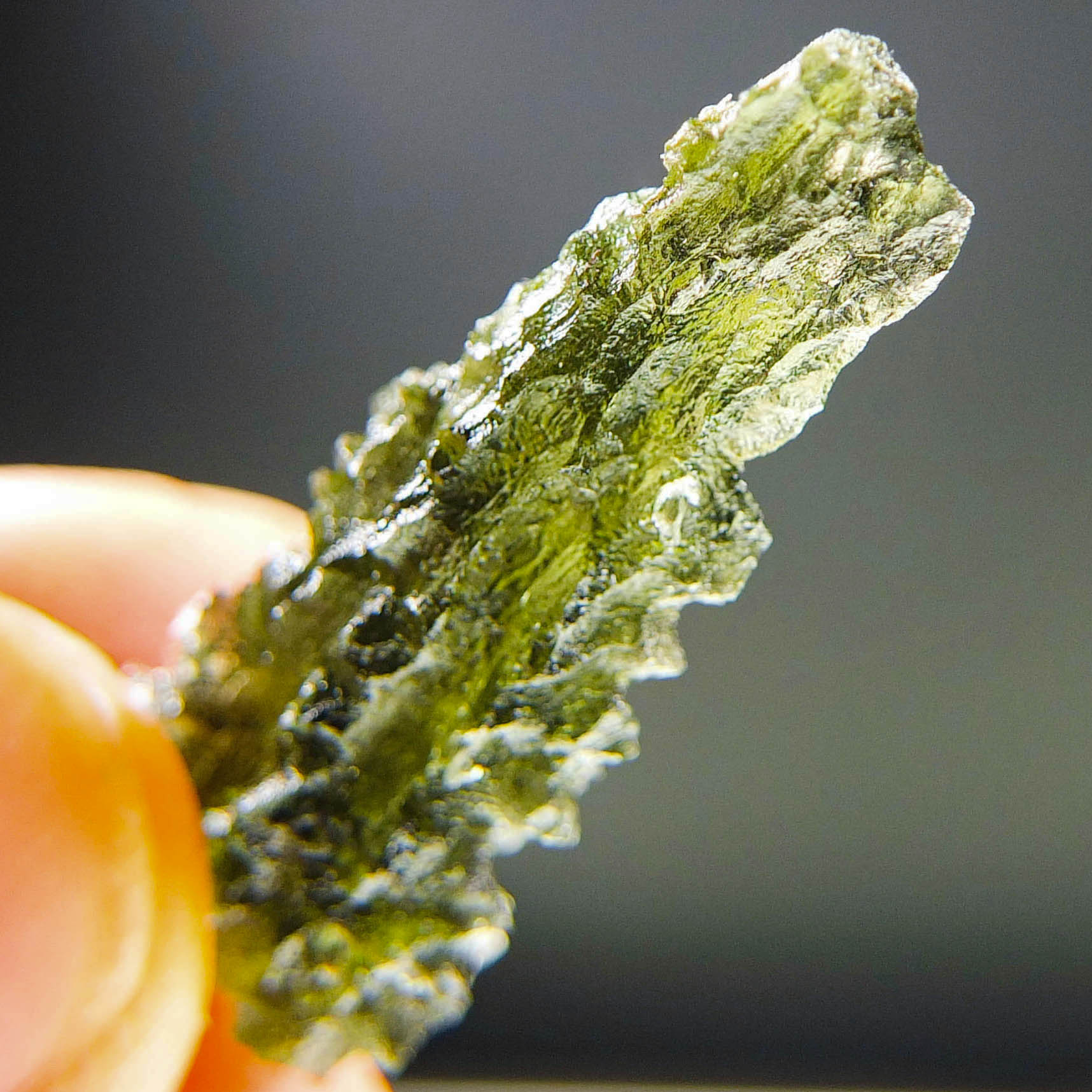 Investment Moldavite - Hedgehog from Besednice - Drop shape