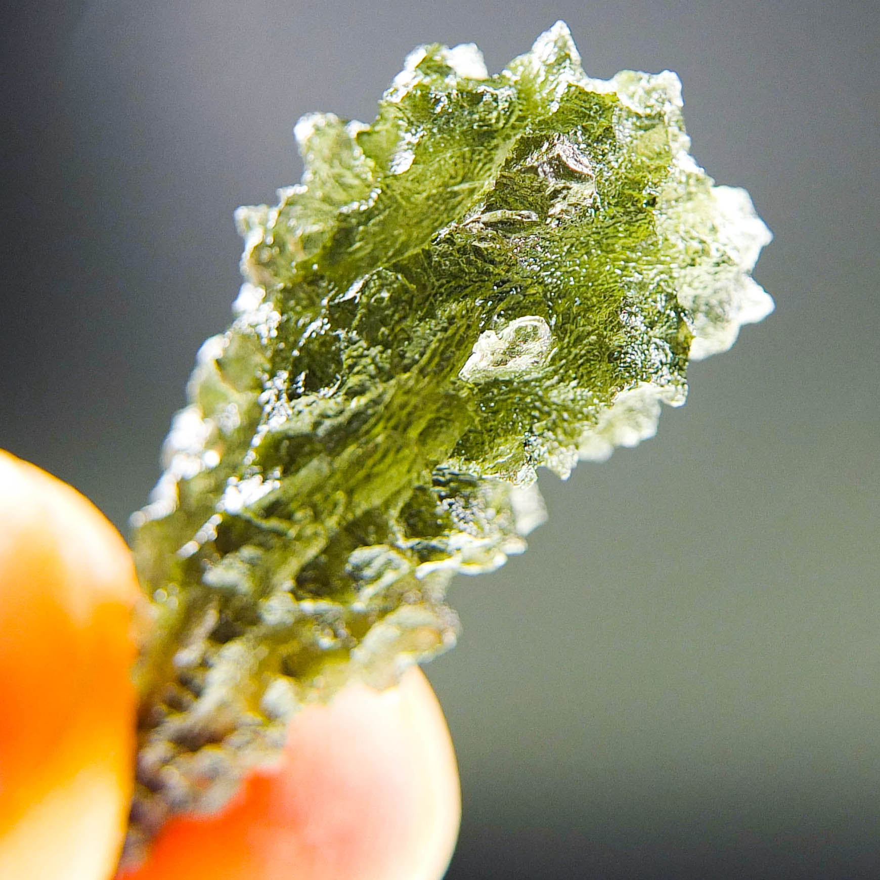 Investment Moldavite - Hedgehog from Besednice - Drop shape